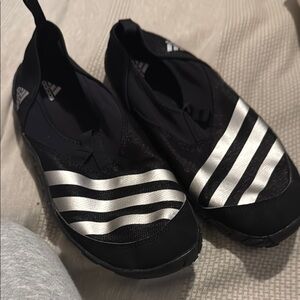 Adidas Black and Silver Slip-On Shoes
